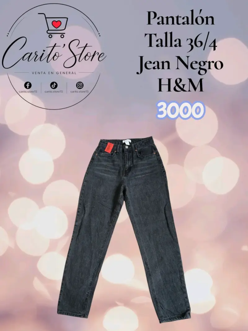Pantalón Jean Negro H&M Talla 36/4