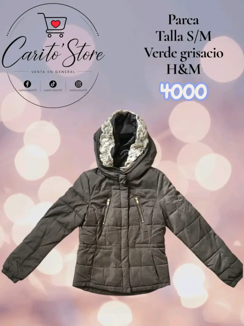 Parca H&M verde grisáceo talla S/M