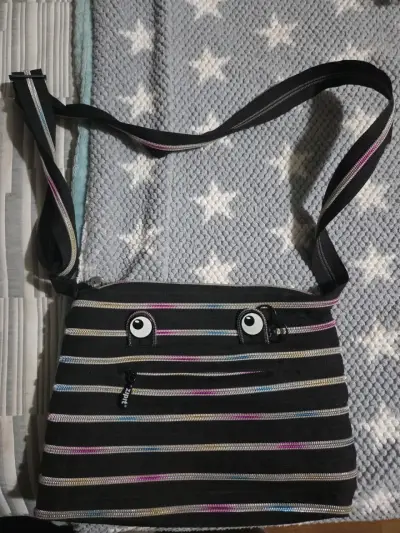Bolso de rayas multicolor con cierres - miniatura 1