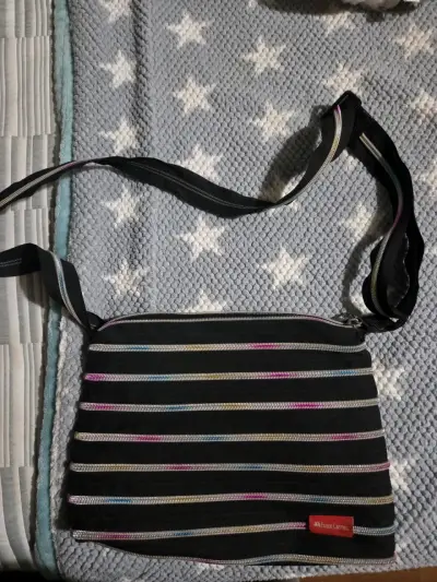 Bolso de rayas multicolor con cierres - miniatura 2