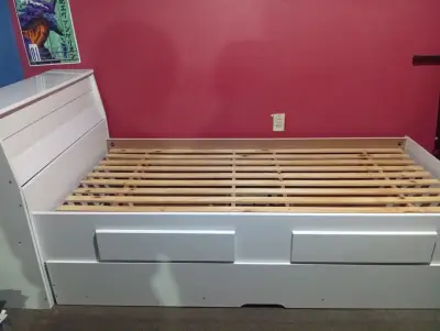 Cama nido  blanca con cajones - miniatura 3