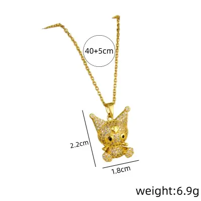 Collar Kuromi enchapado en oro 18 kilates + joyero - miniatura 3