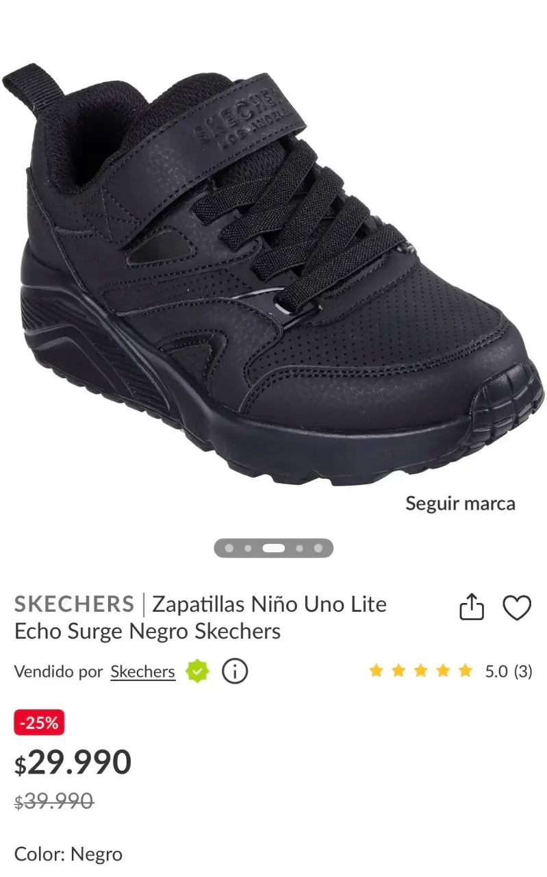 Zapatillas Niño Skechers Uno Lite Negras - 1