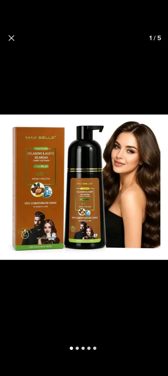 Shampoo Colorante negro Max Belle con Colágeno y A - 1