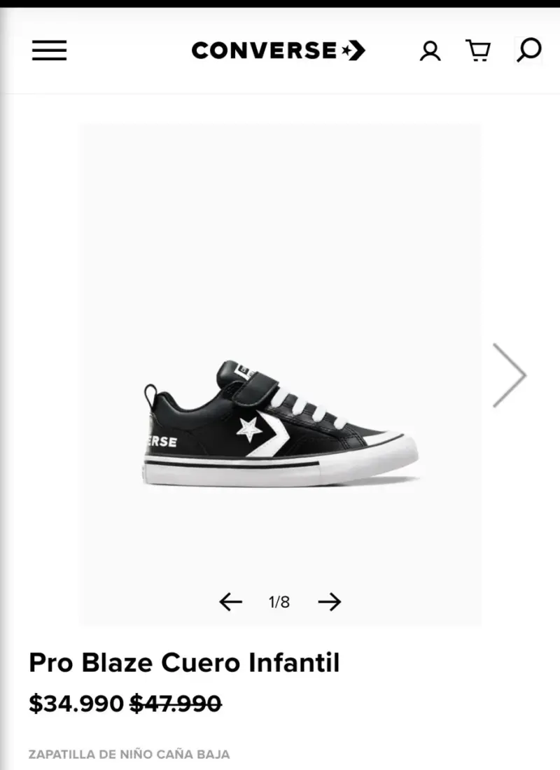 Zapatillas Converse Pro Blaze Cuero Infantil Negras - 1