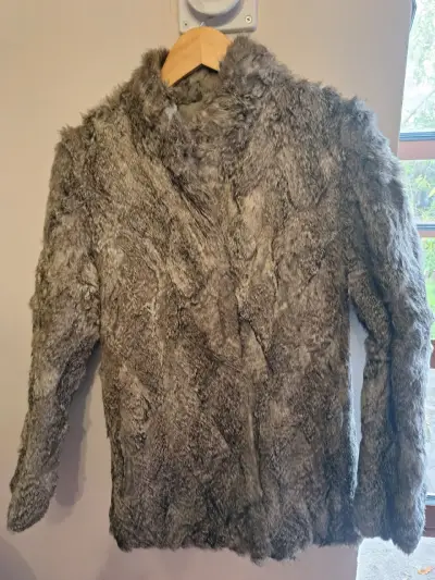 Abrigo de piel real Jean Jacques gris - miniatura 1