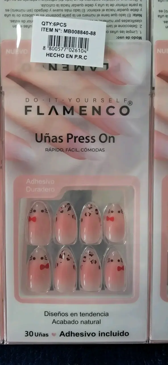 Uñas postizas Flamenco Press On con adhesivo - 2