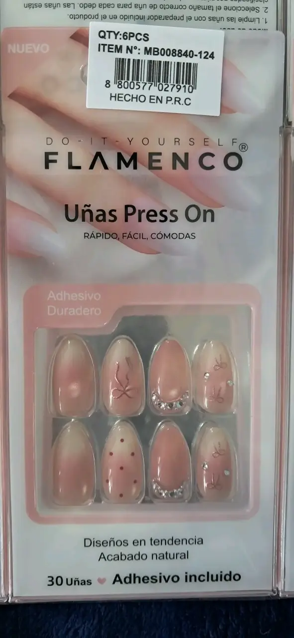 Uñas postizas Flamenco Press On con adhesivo - 5