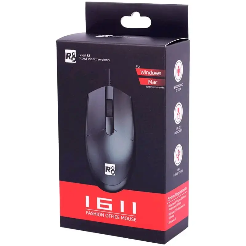 Mouse óptico R8 1611 ergonómico USB - 2