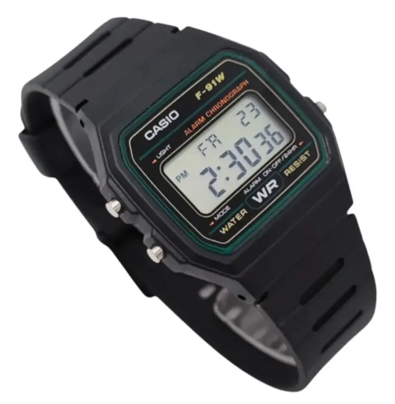 Reloj digital Casio F-91W resistente al agua