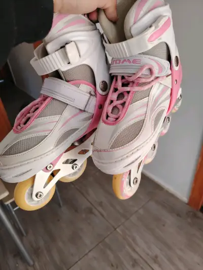 Patines en línea rosas para niña con ajuste seguro - miniatura 1