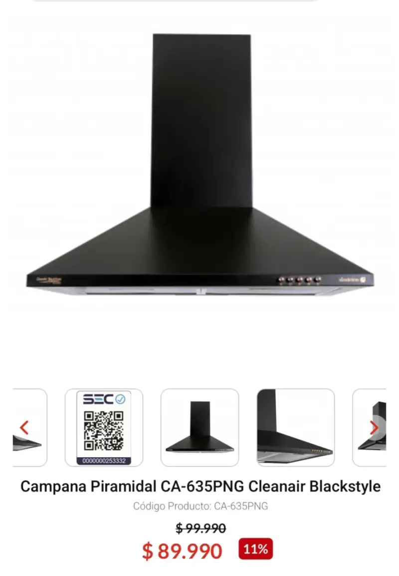 Campana Piramidal CleanAir Blackstyle CA-635PNG - 1