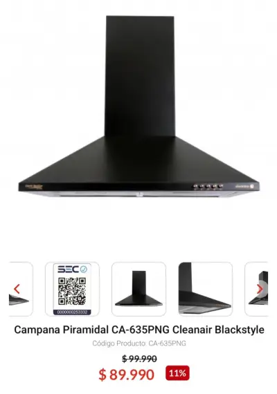 Campana Piramidal CleanAir Blackstyle CA-635PNG - miniatura 3