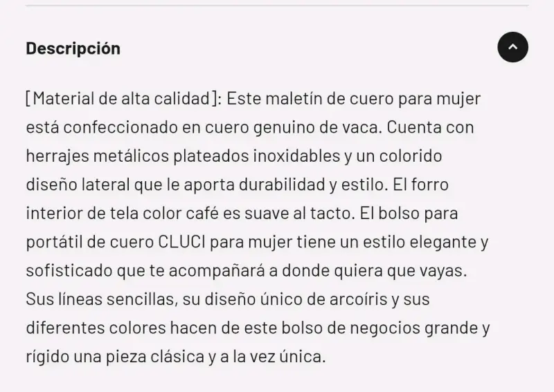 Maletín de cuero para mujer Cluci negro elegante - 3