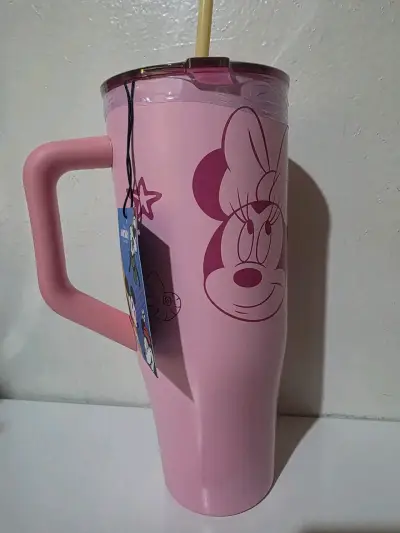 Vaso térmico Minnie Mouse rosa con tapa y bombilla - miniatura 2