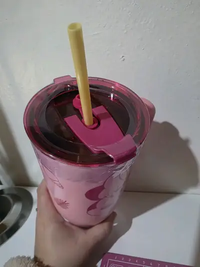 Vaso térmico Minnie Mouse rosa con tapa y bombilla - miniatura 3