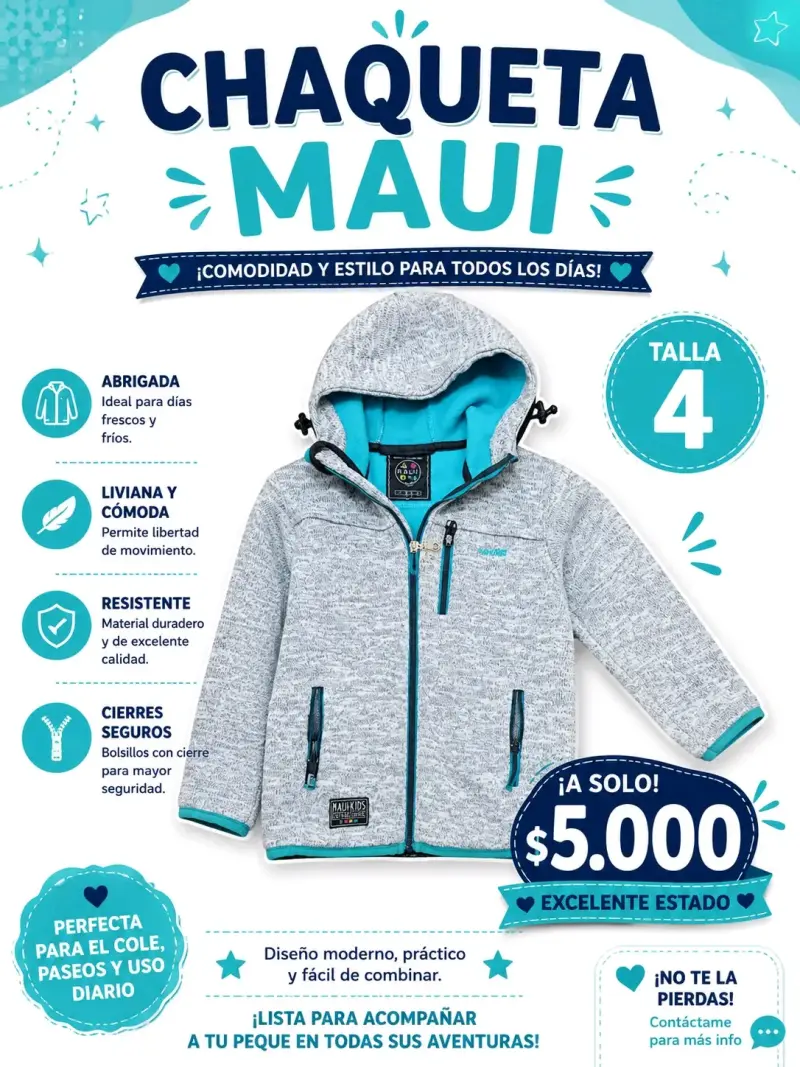 Chaqueta Maui para niños talla 4