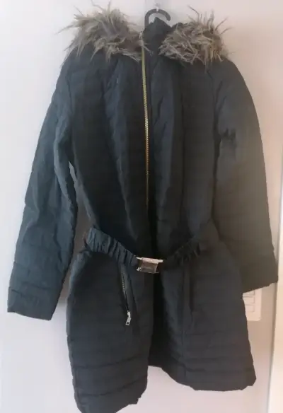 Parka  negro con capucha de piel sintética Saville - miniatura 1