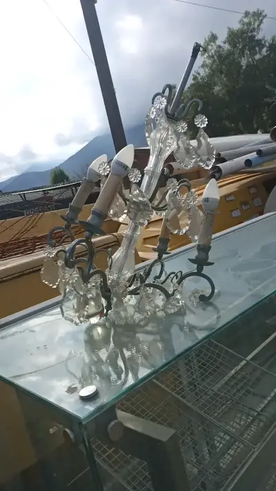 Lámpara de techo de cristal vintage - miniatura 1