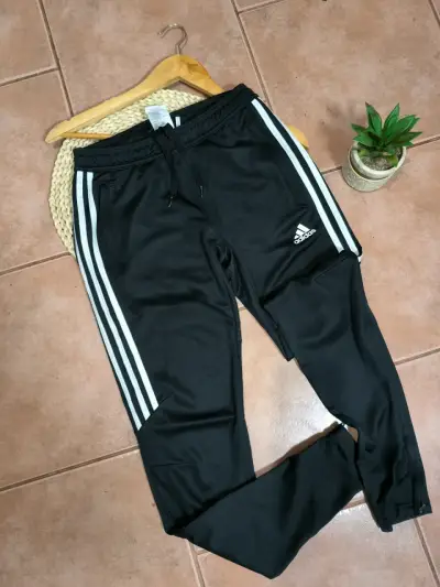 Pantalones deportivos negros Adidas con franjas - miniatura 2
