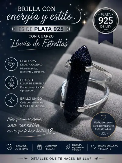 Anillo de plata 925 con cuarzo Lluvia de Estrellas - miniatura 1
