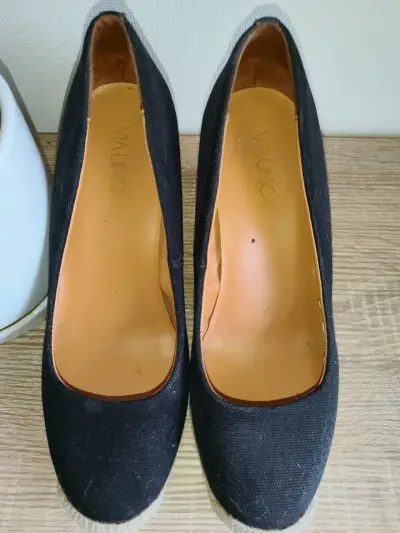 Zapatos de cuña negros de tela Viviano - miniatura 2