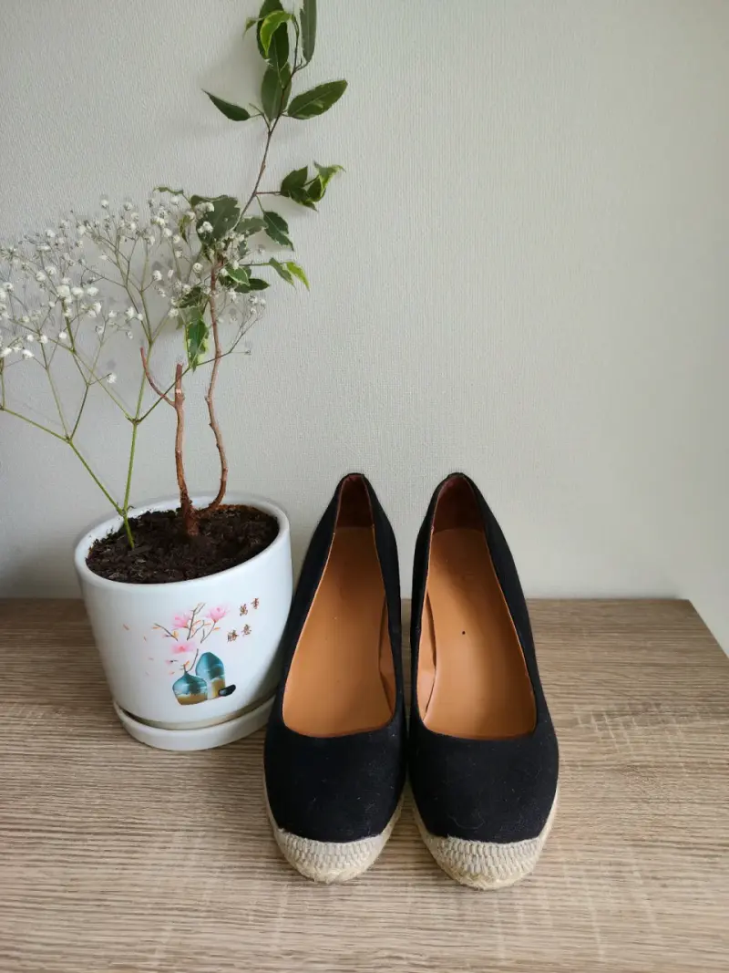 Zapatos de cuña negros de tela Viviano - 4