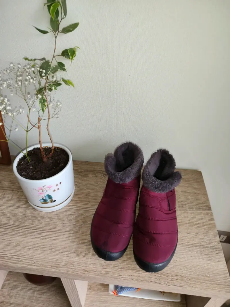 Botines de invierno acolchados color burdeos - 1