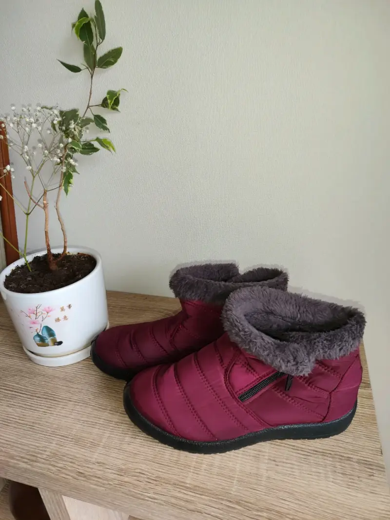 Botines de invierno acolchados color burdeos - 3