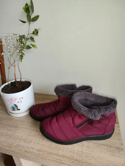 Botines de invierno acolchados color burdeos - miniatura 3