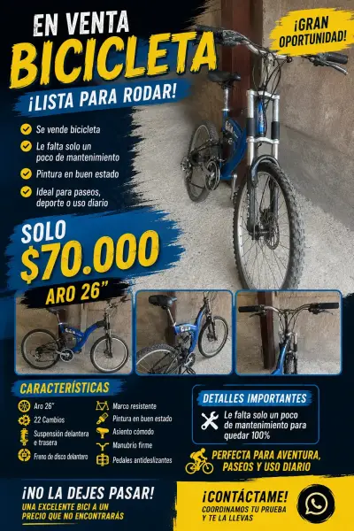 Bicicleta Aro 26 con 22 Cambios en Buen Estado - miniatura 1