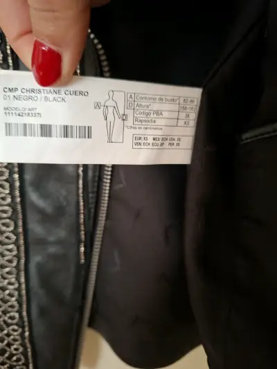 Chaqueta de cuero negra Rapsodia con detalles bordados - miniatura 3