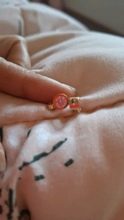 Aros de oro rosa con cristal rosa - miniatura 1