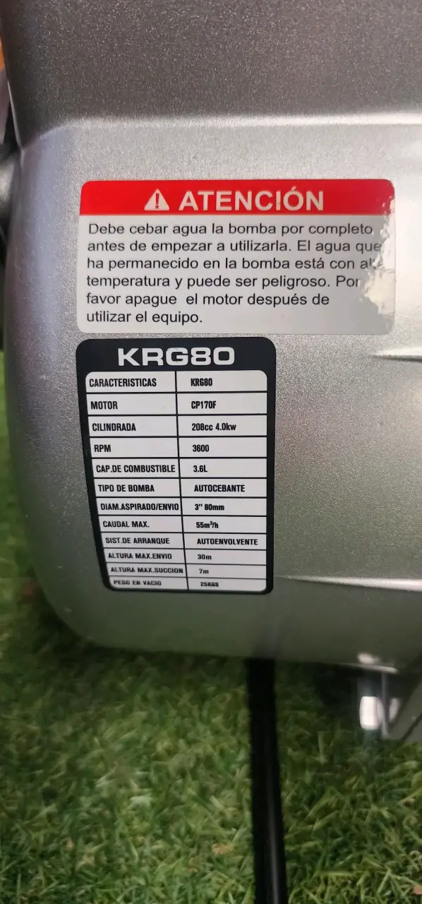 Motobomba a gasolina Krafter KRG80 - 5