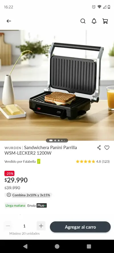 Sandwichera Panini Grill Holstein 180° - miniatura 1