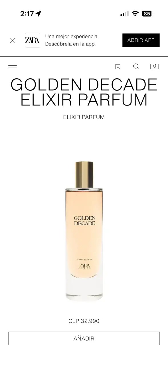 Perfume Zara Golden Decade Elixir 80 ml
