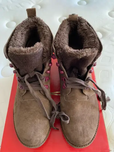 Botines de gamuza marrón con forro cálido - miniatura 4