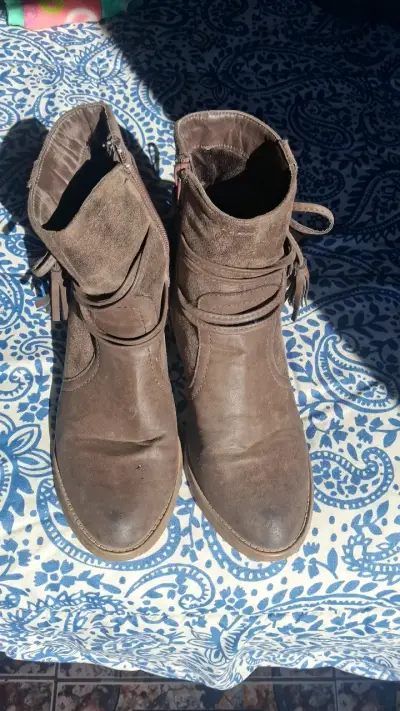 Botines de cuero marrón para mujer - miniatura 1