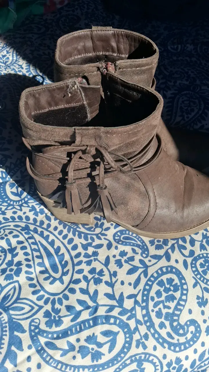 Botines de cuero marrón para mujer - 2