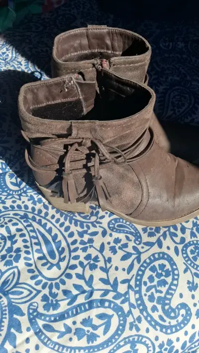 Botines de cuero marrón para mujer - miniatura 2