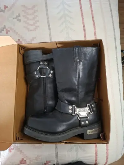Botas de cuero negras Harley Davidson originales - miniatura 1