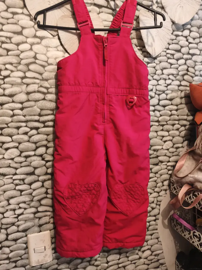 Overol de nieve para niña WonderKids rosa con corazones - 1
