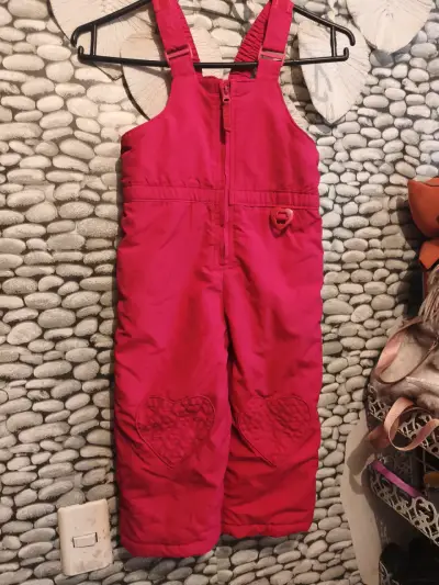 Overol de nieve para niña WonderKids rosa con corazones - miniatura 2