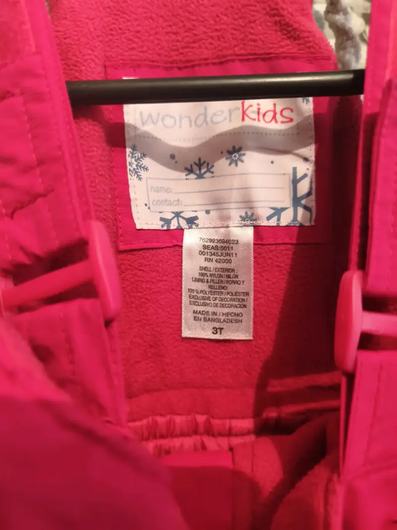 Overol de nieve para niña WonderKids rosa con corazones - 3
