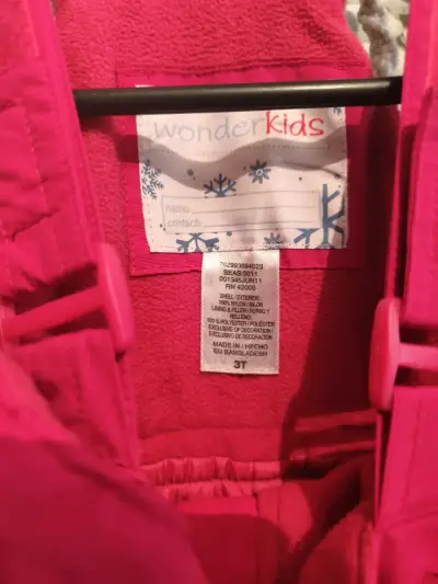 Overol de nieve para niña WonderKids rosa con corazones - miniatura 3