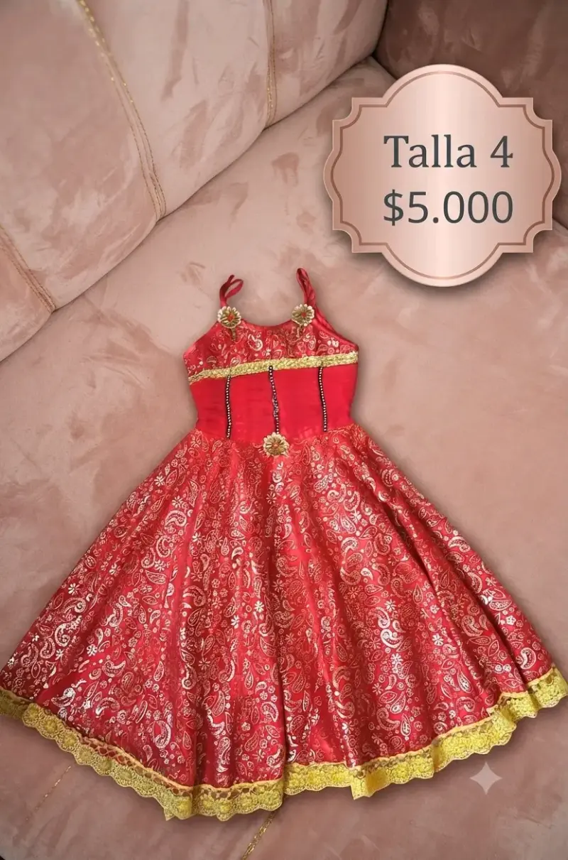Vestido de fiesta rojo para niña talla 4