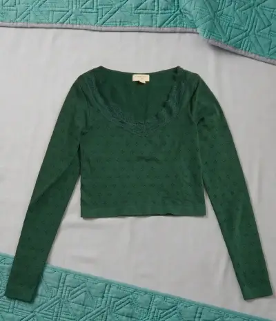 Polera verde de encaje manga larga - miniatura 1