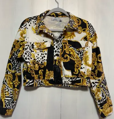 Chaqueta corta estampada dorada y negra - miniatura 1