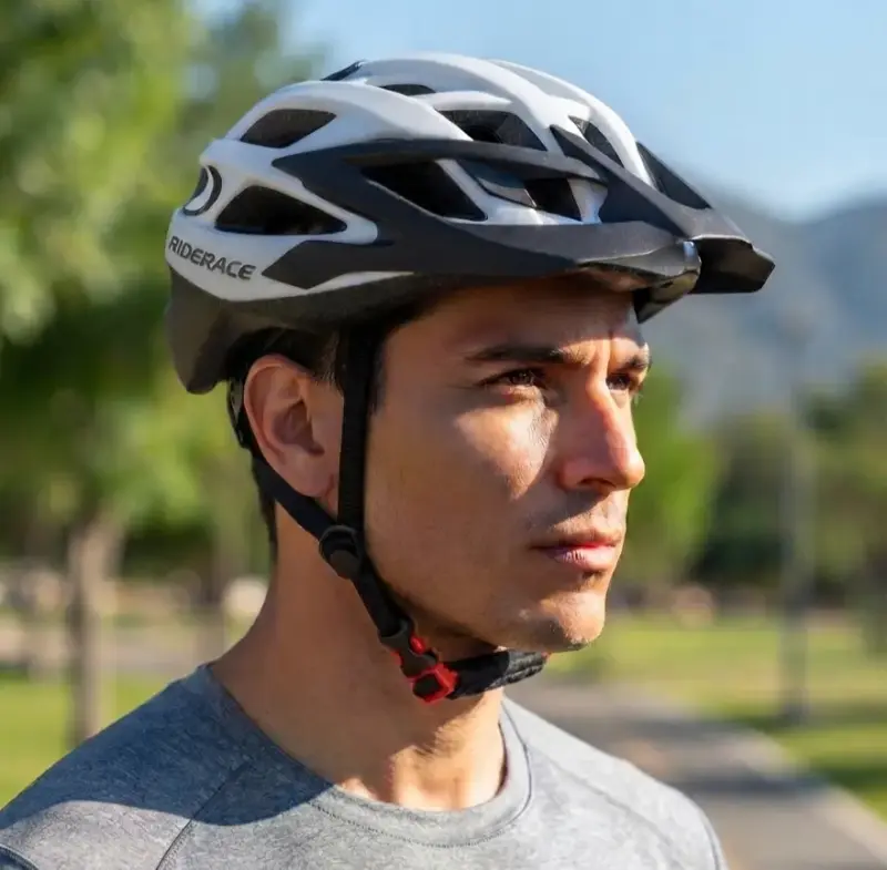 Casco de ciclismo RIDERACE blanco y negro