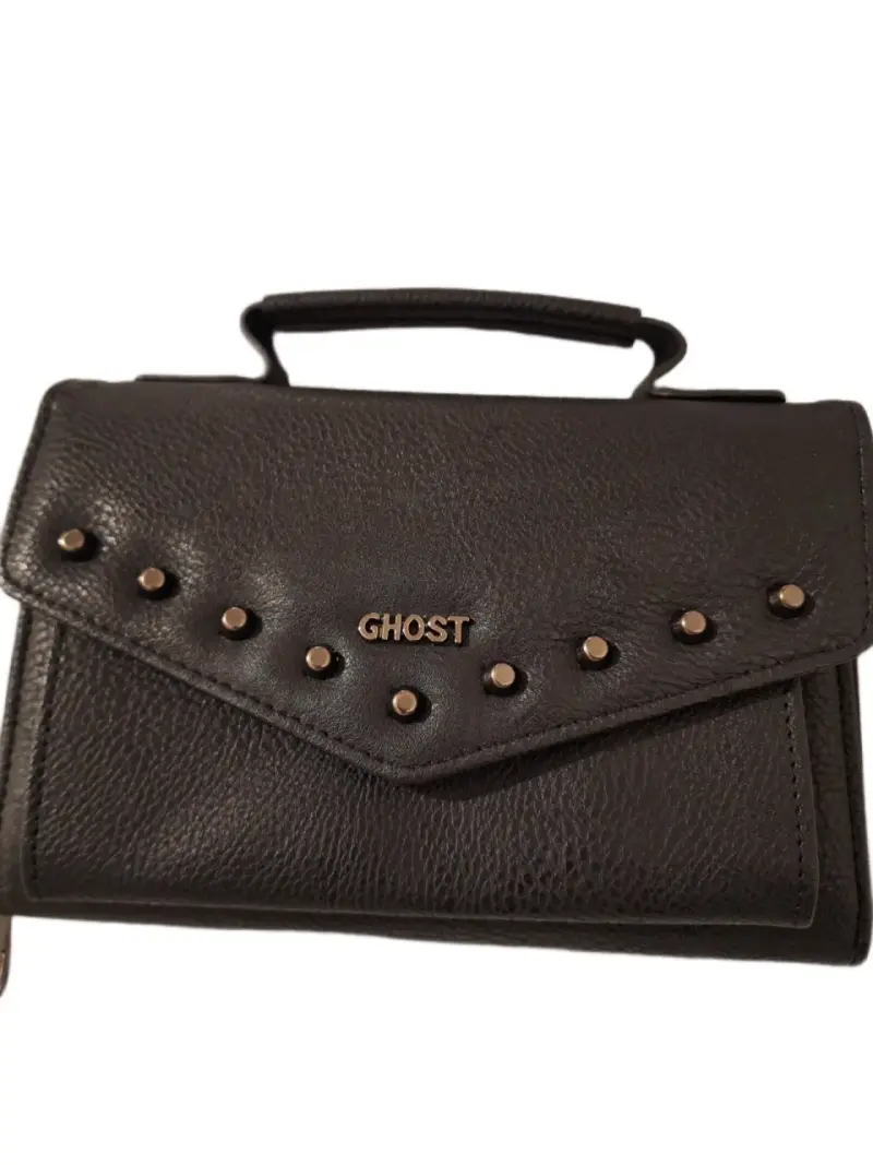 Cartera negra de cuero con tachas Ghost - 3